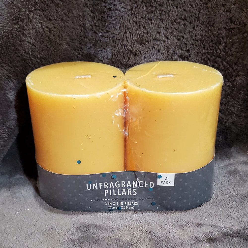 Alura Unfragranced Wax Candle Pillars 2 Twin Pack 4" x 3"